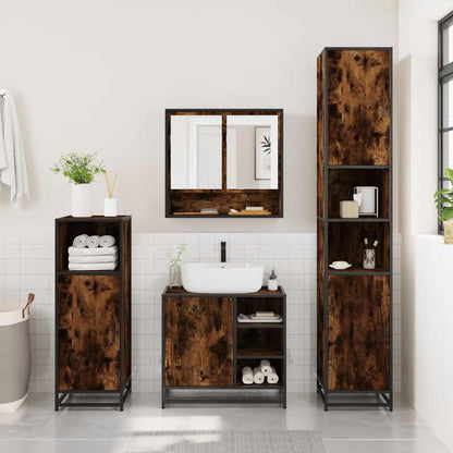 2 Piece Bathroom Furniture Set Smoked Oak Engineered Wood