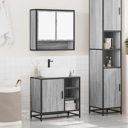 2 Piece Bathroom Furniture Set Grey Sonoma Engineered Wood