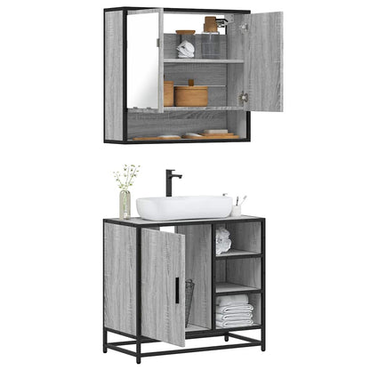 2 Piece Bathroom Furniture Set Grey Sonoma Engineered Wood