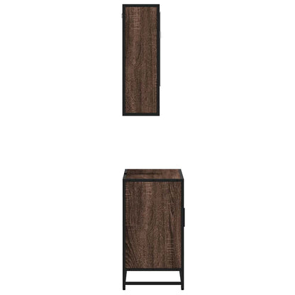 2 Piece Bathroom Furniture Set Brown Oak Engineered Wood