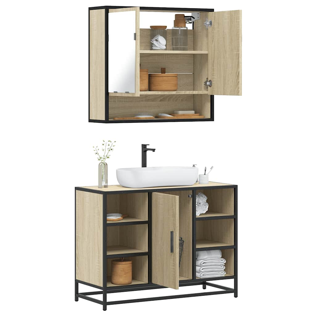 2 Piece Bathroom Furniture Set Sonoma Oak Engineered Wood