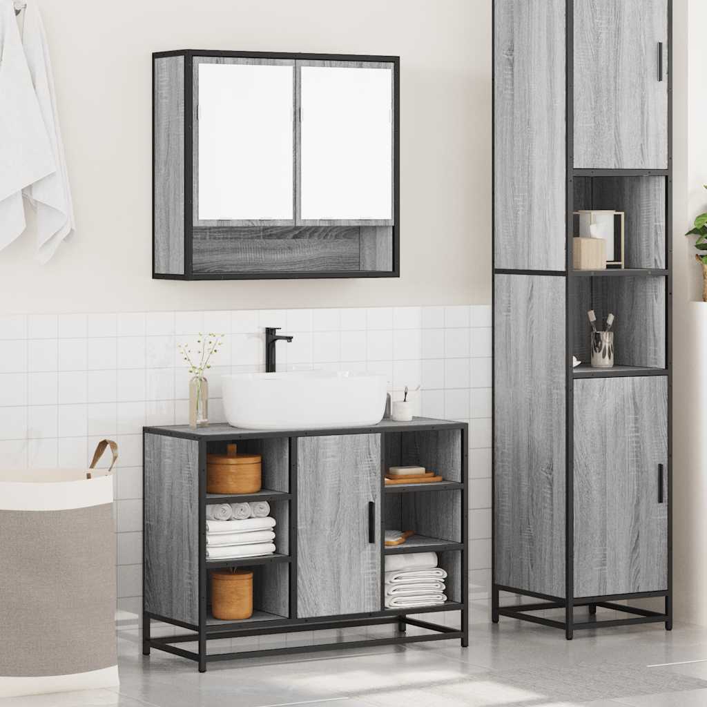 2 Piece Bathroom Furniture Set Grey Sonoma Engineered Wood