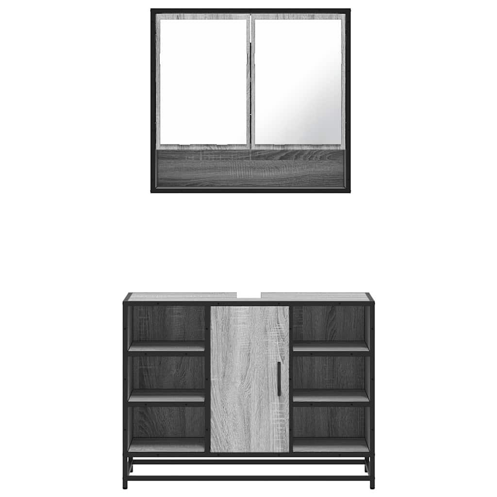 2 Piece Bathroom Furniture Set Grey Sonoma Engineered Wood