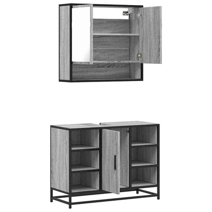 2 Piece Bathroom Furniture Set Grey Sonoma Engineered Wood