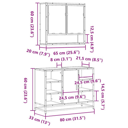 2 Piece Bathroom Furniture Set Grey Sonoma Engineered Wood