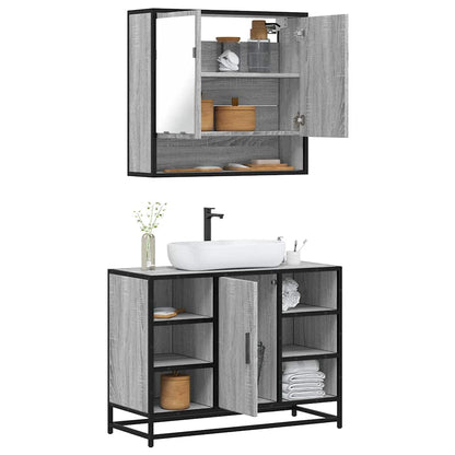 2 Piece Bathroom Furniture Set Grey Sonoma Engineered Wood