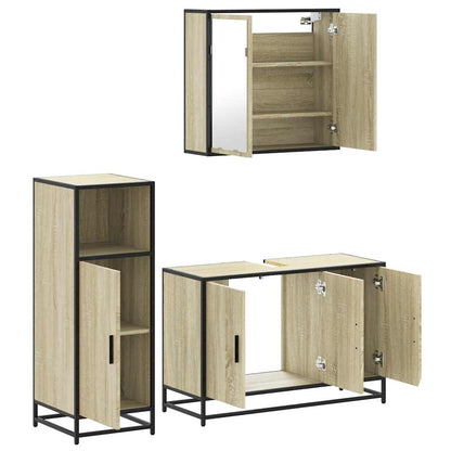 3 Piece Bathroom Furniture Set Sonoma Oak Engineered Wood