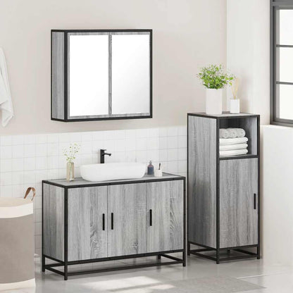 3 Piece Bathroom Furniture Set Grey Sonoma Engineered Wood