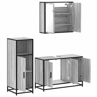 3 Piece Bathroom Furniture Set Grey Sonoma Engineered Wood