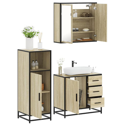 3 Piece Bathroom Furniture Set Sonoma Oak Engineered Wood