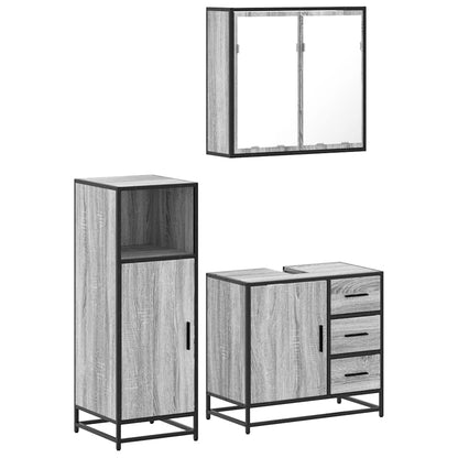 3 Piece Bathroom Furniture Set Grey Sonoma Engineered Wood