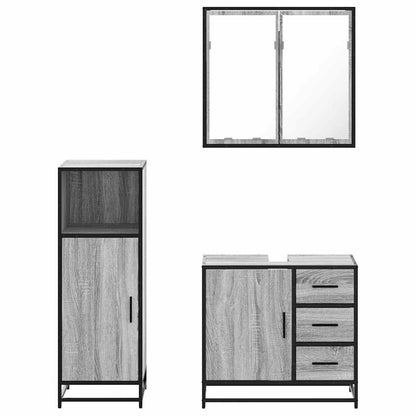 3 Piece Bathroom Furniture Set Grey Sonoma Engineered Wood