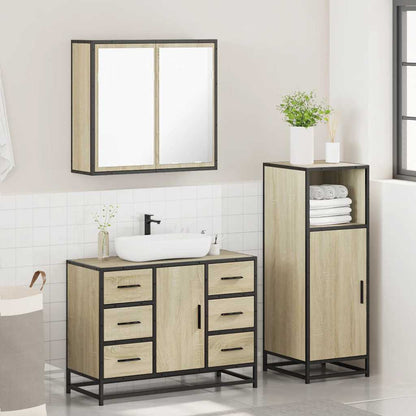 3 Piece Bathroom Furniture Set Sonoma Oak Engineered Wood