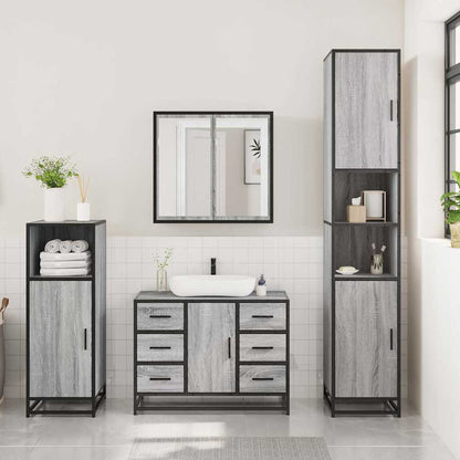 3 Piece Bathroom Furniture Set Grey Sonoma Engineered Wood