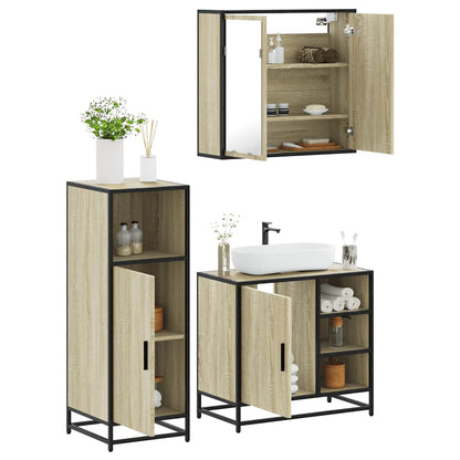 3 Piece Bathroom Furniture Set Sonoma Oak Engineered Wood