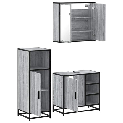 3 Piece Bathroom Furniture Set Grey Sonoma Engineered Wood