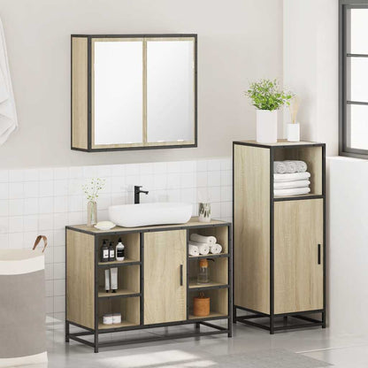 3 Piece Bathroom Furniture Set Sonoma Oak Engineered Wood