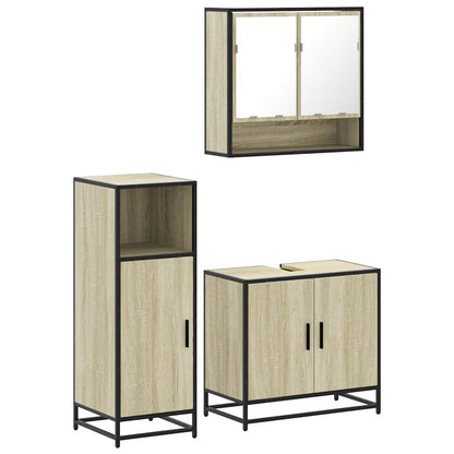 3 Piece Bathroom Furniture Set Sonoma Oak Engineered Wood