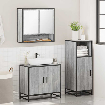 3 Piece Bathroom Furniture Set Grey Sonoma Engineered Wood