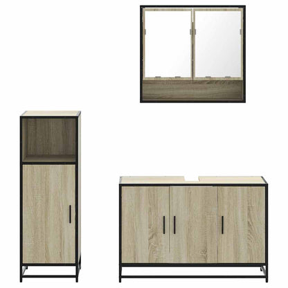 3 Piece Bathroom Furniture Set Sonoma Oak Engineered Wood