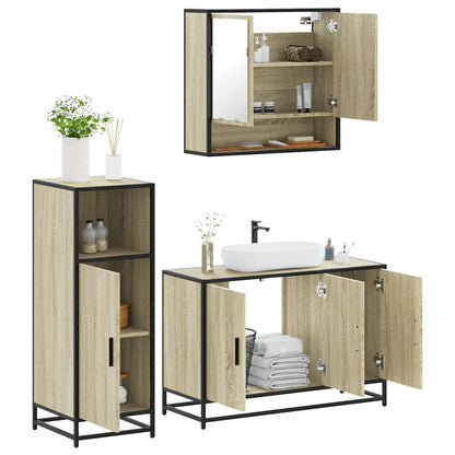 3 Piece Bathroom Furniture Set Sonoma Oak Engineered Wood