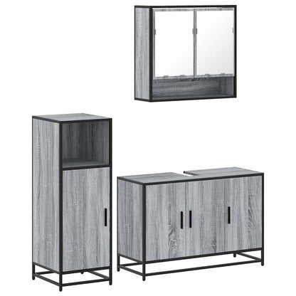 3 Piece Bathroom Furniture Set Grey Sonoma Engineered Wood