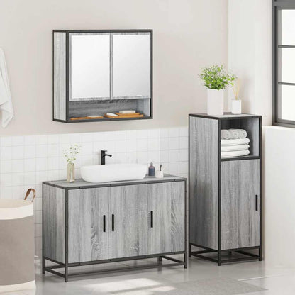 3 Piece Bathroom Furniture Set Grey Sonoma Engineered Wood