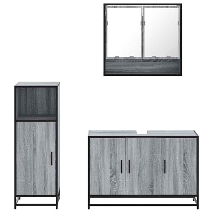 3 Piece Bathroom Furniture Set Grey Sonoma Engineered Wood