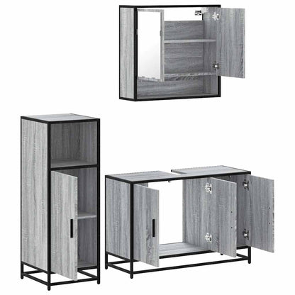 3 Piece Bathroom Furniture Set Grey Sonoma Engineered Wood