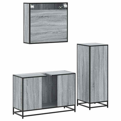 3 Piece Bathroom Furniture Set Grey Sonoma Engineered Wood