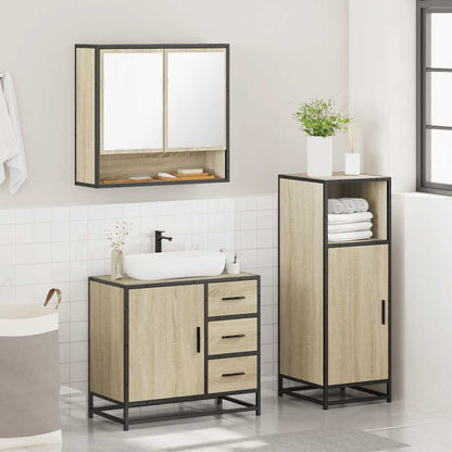 3 Piece Bathroom Furniture Set Sonoma Oak Engineered Wood