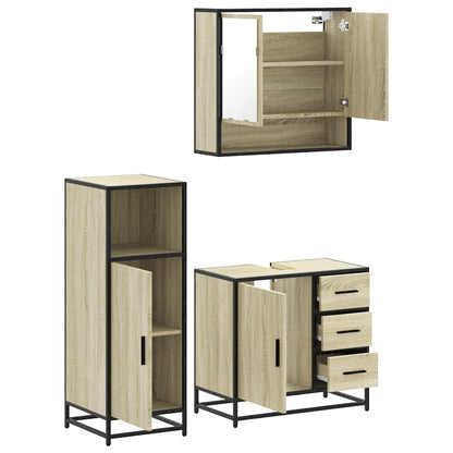 3 Piece Bathroom Furniture Set Sonoma Oak Engineered Wood