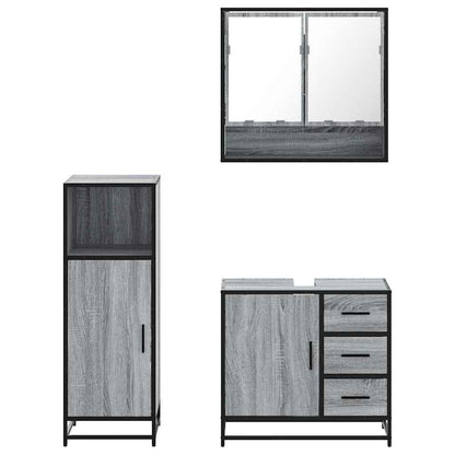 3 Piece Bathroom Furniture Set Grey Sonoma Engineered Wood