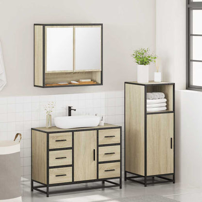 3 Piece Bathroom Furniture Set Sonoma Oak Engineered Wood