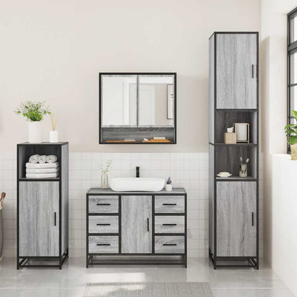 3 Piece Bathroom Furniture Set Grey Sonoma Engineered Wood