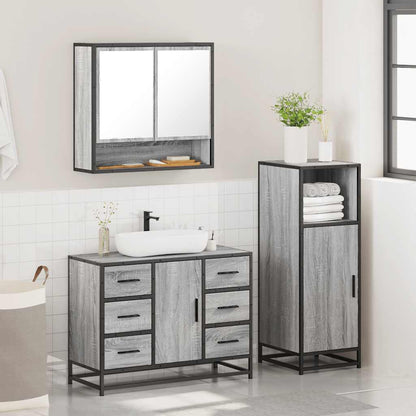 3 Piece Bathroom Furniture Set Grey Sonoma Engineered Wood