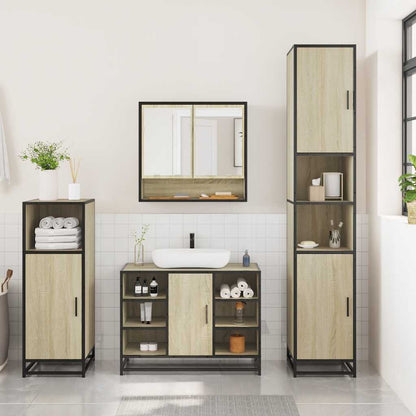 3 Piece Bathroom Furniture Set Sonoma Oak Engineered Wood