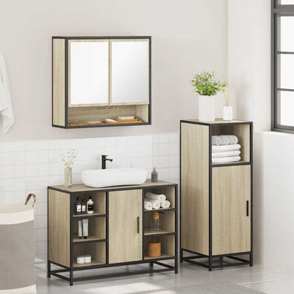 3 Piece Bathroom Furniture Set Sonoma Oak Engineered Wood