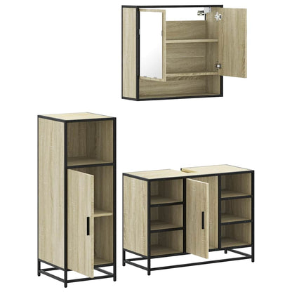 3 Piece Bathroom Furniture Set Sonoma Oak Engineered Wood