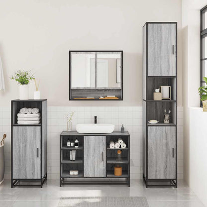 3 Piece Bathroom Furniture Set Grey Sonoma Engineered Wood