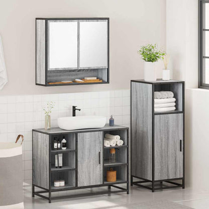 3 Piece Bathroom Furniture Set Grey Sonoma Engineered Wood