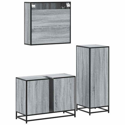 3 Piece Bathroom Furniture Set Grey Sonoma Engineered Wood