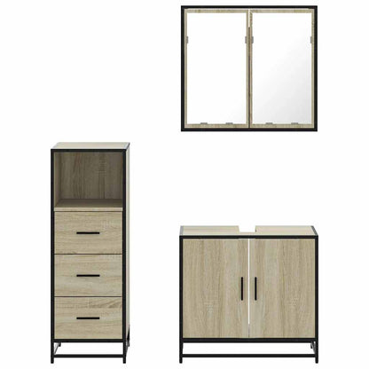 3 Piece Bathroom Furniture Set Sonoma Oak Engineered Wood