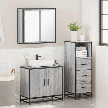 3 Piece Bathroom Furniture Set Grey Sonoma Engineered Wood