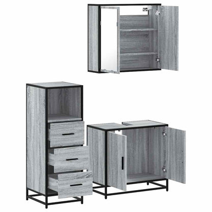 3 Piece Bathroom Furniture Set Grey Sonoma Engineered Wood