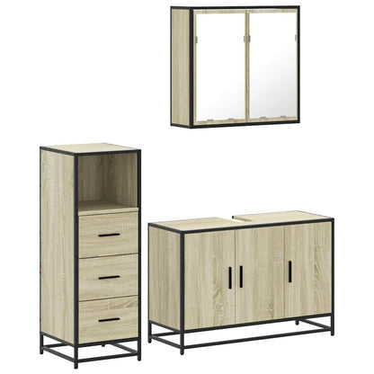 3 Piece Bathroom Furniture Set Sonoma Oak Engineered Wood