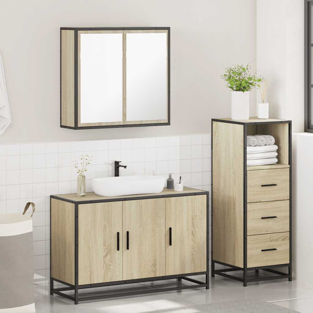 3 Piece Bathroom Furniture Set Sonoma Oak Engineered Wood