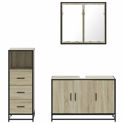 3 Piece Bathroom Furniture Set Sonoma Oak Engineered Wood