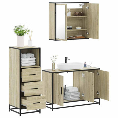 3 Piece Bathroom Furniture Set Sonoma Oak Engineered Wood