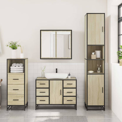 3 Piece Bathroom Furniture Set Sonoma Oak Engineered Wood